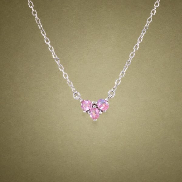 Pink Sapphire Trio Necklace｜粉紅星芒 925純銀粉紅藍寶石項鍊