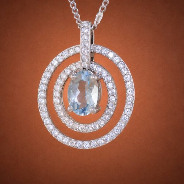 Aquamarine Orbit Necklace｜海藍星環 925純銀海藍寶鋯石項鍊
