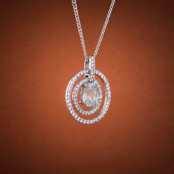 Aquamarine Orbit Necklace｜海藍星環 925純銀海藍寶鋯石項鍊