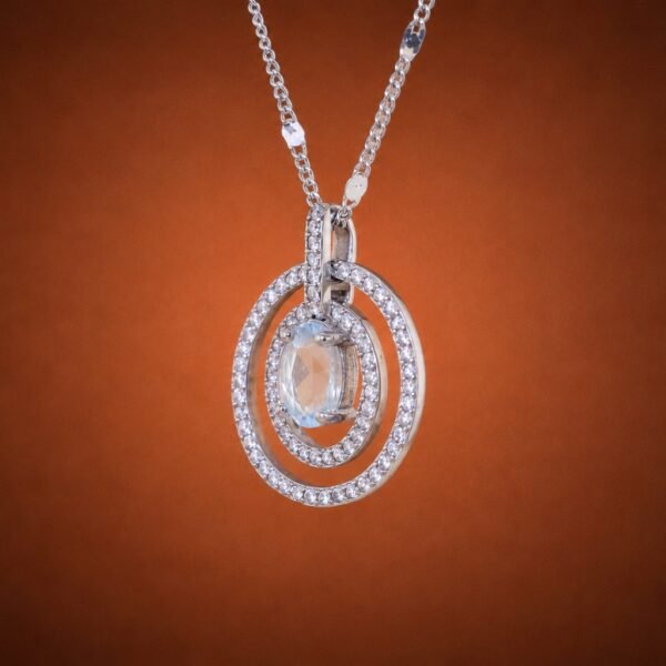 Aquamarine Orbit Necklace｜海藍星環 925純銀海藍寶鋯石項鍊