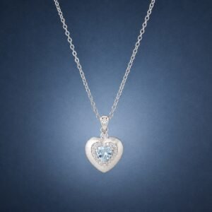 Aquamarine Heart Glow Necklace｜海藍之心 925純銀海藍寶鋯石愛心項鍊