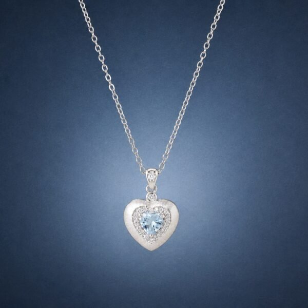 necklacehearthailambao1 Aquamarine Heart Glow Necklace|海藍之心 925純銀海藍寶鋯石愛心項鍊
