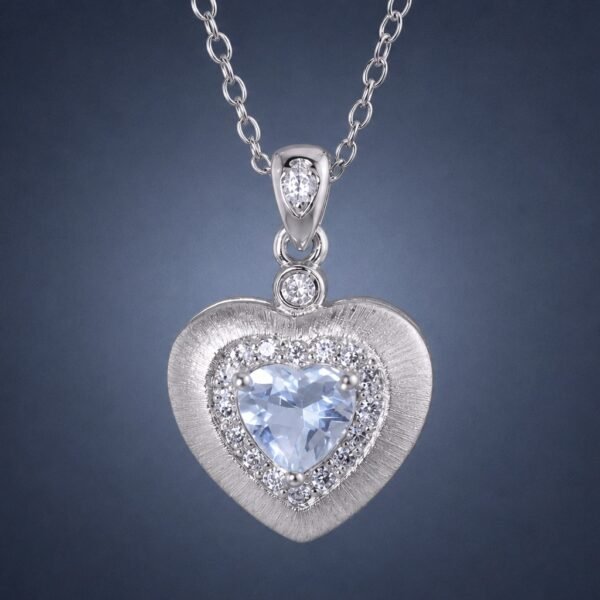 necklacehearthailambao2 Aquamarine Heart Glow Necklace|海藍之心 925純銀海藍寶鋯石愛心項鍊