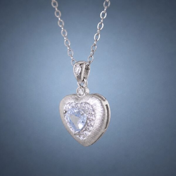 necklacehearthailambao4 Aquamarine Heart Glow Necklace|海藍之心 925純銀海藍寶鋯石愛心項鍊