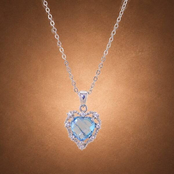 necklacehearttopaz1 Swiss Blue Heart Necklace|瑞士藍心光 925純銀瑞士藍托帕石鋯石項鍊