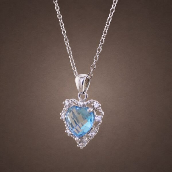 necklacehearttopaz4 Swiss Blue Heart Necklace|瑞士藍心光 925純銀瑞士藍托帕石鋯石項鍊