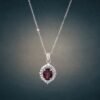 necklacehonshiliugaoshi1 Crimson Halo Necklace|925純銀紅石榴石鋯石項鍊
