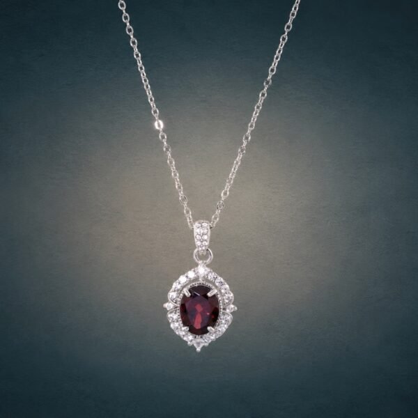 necklacehonshiliugaoshi1 Crimson Halo Necklace|925純銀紅石榴石鋯石項鍊