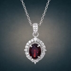 Crimson Halo Necklace｜925純銀紅石榴石鋯石項鍊