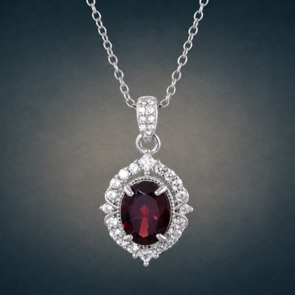 necklacehonshiliugaoshi2 Crimson Halo Necklace|925純銀紅石榴石鋯石項鍊
