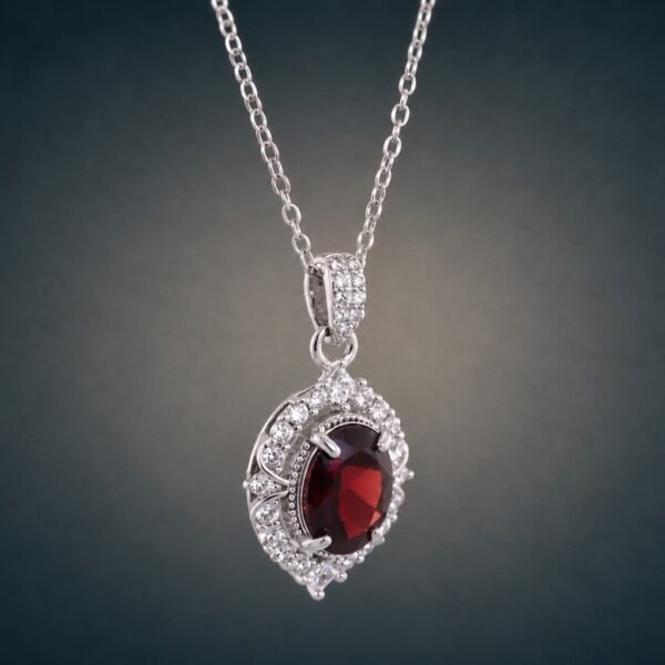 necklacehonshiliugaoshi3 Crimson Halo Necklace|925純銀紅石榴石鋯石項鍊