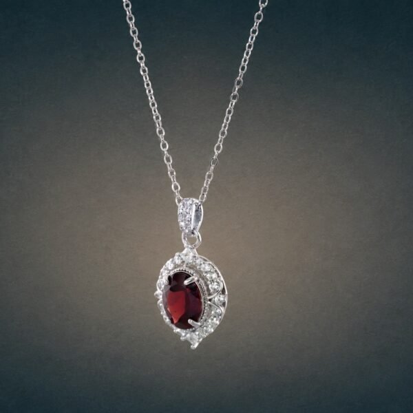 necklacehonshiliugaoshi4 Crimson Halo Necklace|925純銀紅石榴石鋯石項鍊