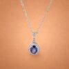 Sapphire Halo Necklace｜藍寶星環 925純銀藍寶石鋯石項鍊