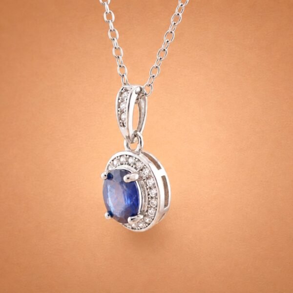 Sapphire Halo Necklace｜藍寶星環 925純銀藍寶石鋯石項鍊