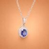 Sapphire Halo Necklace｜藍寶星環 925純銀藍寶石鋯石項鍊
