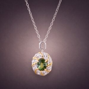 necklacelubixidoublesilver1 Verdant Royale Tourmaline Necklace|翠綠華光 925純銀局部鍍金綠碧璽鋯石項鍊
