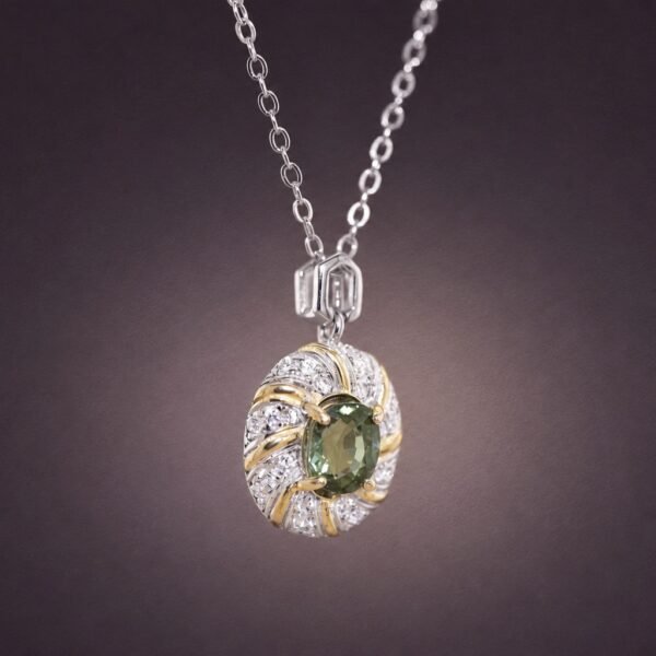 necklacelubixidoublesilver3 Verdant Royale Tourmaline Necklace|翠綠華光 925純銀局部鍍金綠碧璽鋯石項鍊