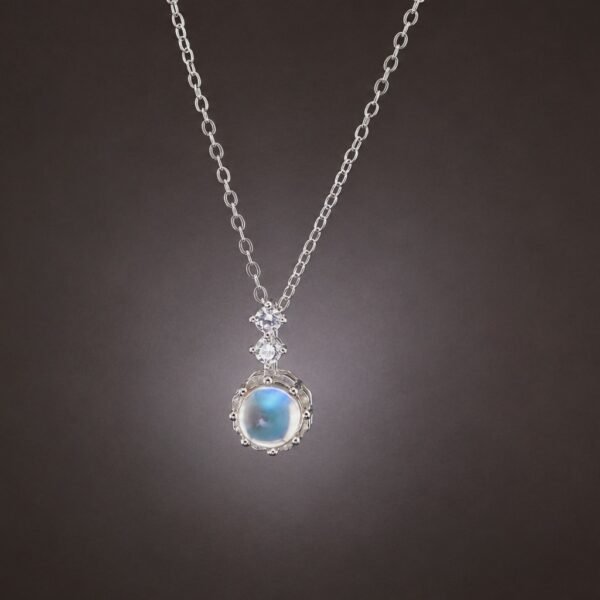 necklacemoonstonecircle1 Blue Moon Glow Necklace|藍月微光 925純銀藍光月光石項鍊