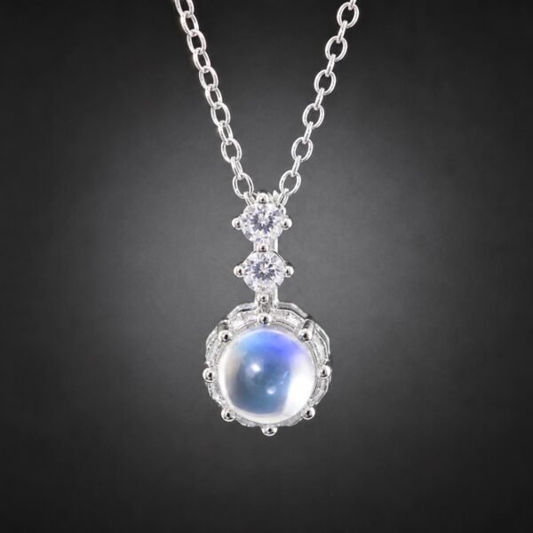 necklacemoonstonecircle2 Blue Moon Glow Necklace|藍月微光 925純銀藍光月光石項鍊
