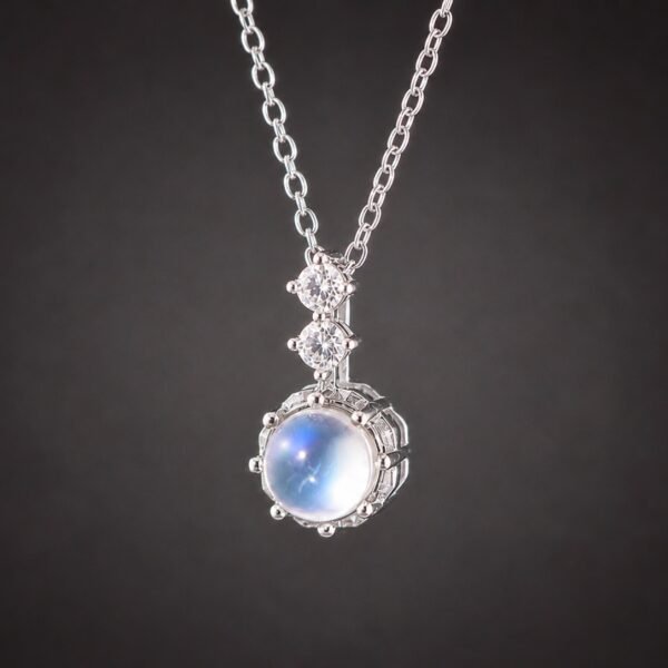 necklacemoonstonecircle3 Blue Moon Glow Necklace|藍月微光 925純銀藍光月光石項鍊