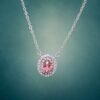 Pink Tourmaline Halo Necklace｜925純銀粉紅碧璽鋯石項鍊