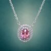 Pink Tourmaline Halo Necklace｜925純銀粉紅碧璽鋯石項鍊