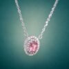 Pink Tourmaline Halo Necklace｜925純銀粉紅碧璽鋯石項鍊