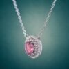 Pink Tourmaline Halo Necklace｜925純銀粉紅碧璽鋯石項鍊
