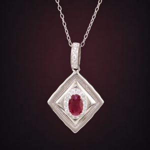 Crimson Geometry Ruby Necklace｜緋紅菱光 925純銀紅寶石鋯石項鍊