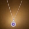 necklacesisueijingaoshicircle1 Amethyst Halo Necklace|925純銀紫水晶鋯石項鍊