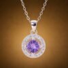 necklacesisueijingaoshicircle2 Amethyst Halo Necklace|925純銀紫水晶鋯石項鍊