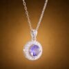 necklacesisueijingaoshicircle3 Amethyst Halo Necklace|925純銀紫水晶鋯石項鍊