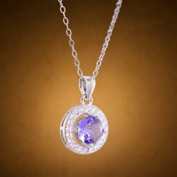 necklacesisueijingaoshicircle3 Amethyst Halo Necklace|925純銀紫水晶鋯石項鍊