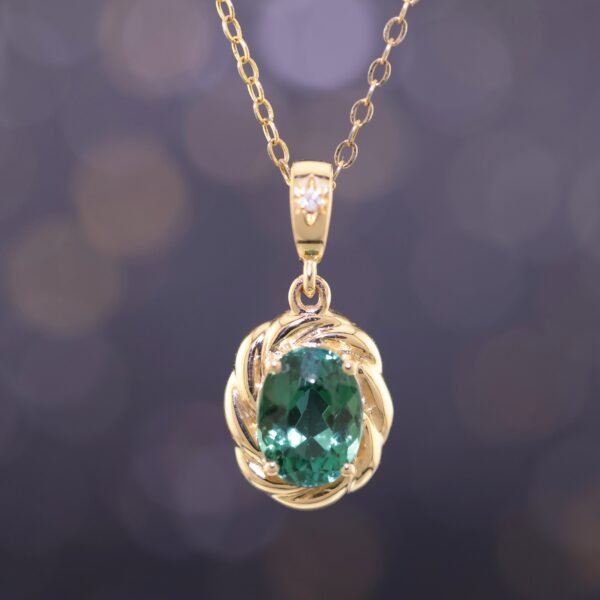 pendantlubixiqueson2 Verdant Embrace Tourmaline Pendant|翠綠之擁 18K黃金綠碧璽墜飾
