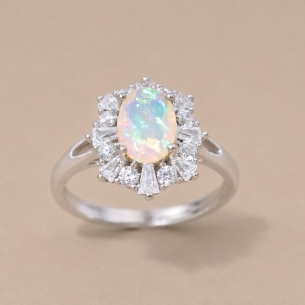Aurora Opal Ring｜極光幻彩 925純銀蛋白石鋯石戒指