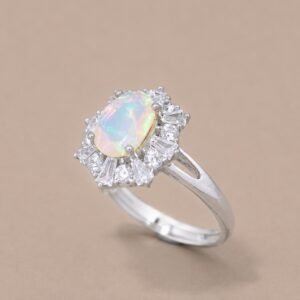 Aurora Opal Ring｜極光幻彩 925純銀蛋白石鋯石戒指