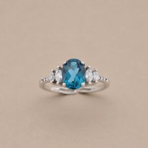 Midnight Tide Ring｜深海夜潮 925純銀倫敦藍托帕石戒指