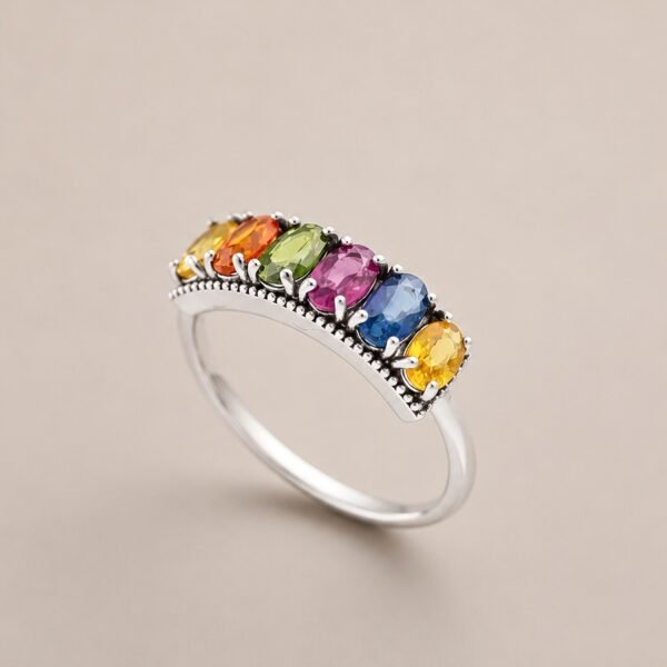 ringsilvercailambaooval3 Sapphire Spectrum Ring|彩虹光譜 925純銀彩色藍寶石戒指
