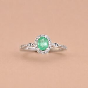 Emerald Halo Ring｜翠光之環 925純銀祖母綠鋯石戒指