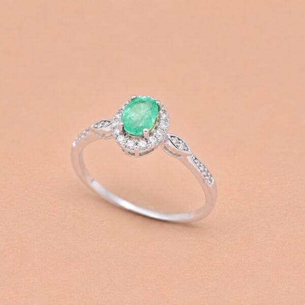 ringsilveremerald3 Emerald Halo Ring|翠光之環 925純銀祖母綠鋯石戒指