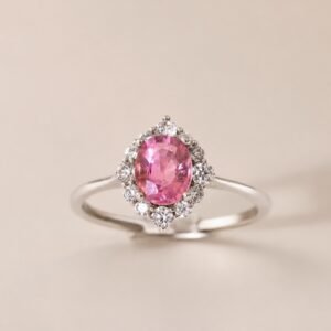 Blush Halo Ring｜玫光之環 925純銀粉紅碧璽鋯石戒指