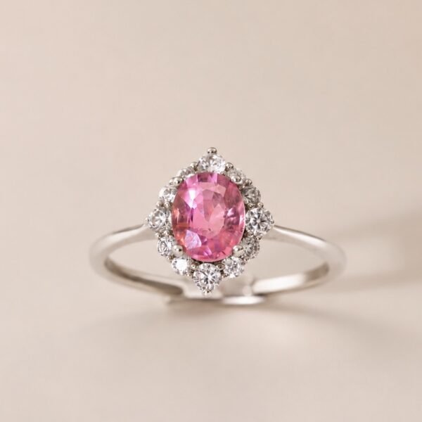 Blush Halo Ring｜玫光之環 925純銀粉紅碧璽鋯石戒指