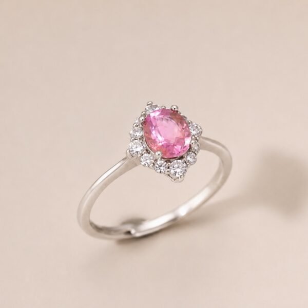 Blush Halo Ring｜玫光之環 925純銀粉紅碧璽鋯石戒指