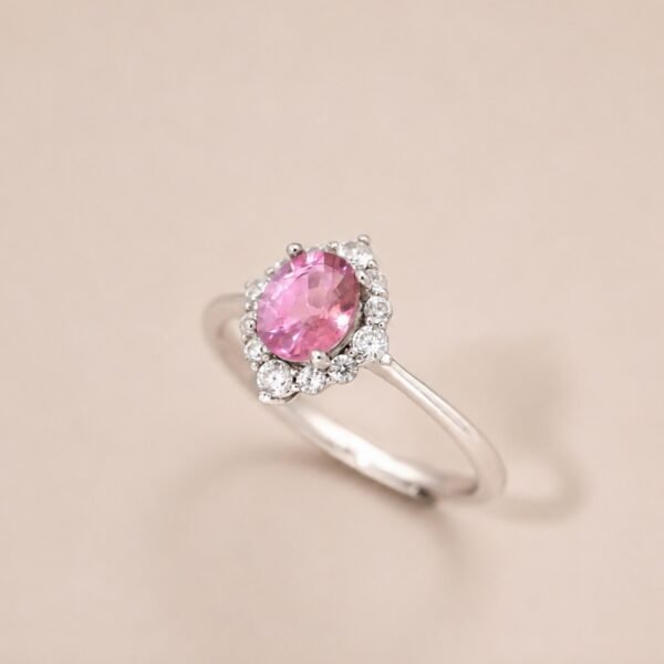 Blush Halo Ring｜玫光之環 925純銀粉紅碧璽鋯石戒指