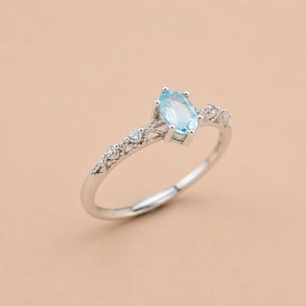 ringsilverhailambaooval2 Sea Lace Ring|海韻蕾絲 925純銀海藍寶石戒指