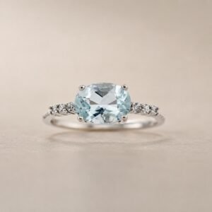 Aqua Lumière Ring｜海光澄韻 925純銀海藍寶石戒指