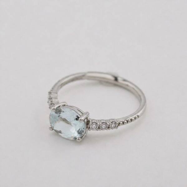 Aqua Lumière Ring｜海光澄韻 925純銀海藍寶石戒指