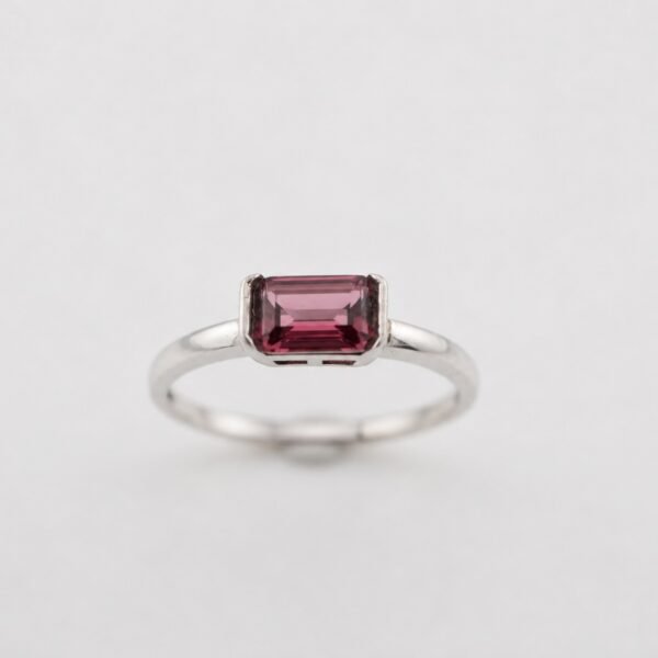 ringsilverhombixirectangle1 Rose Prism Ring|玫紅光稜 925純銀玫紅碧璽戒指