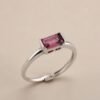 ringsilverhombixirectangle2 Rose Prism Ring|玫紅光稜 925純銀玫紅碧璽戒指