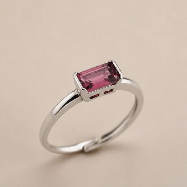 ringsilverhombixirectangle2 Rose Prism Ring|玫紅光稜 925純銀玫紅碧璽戒指